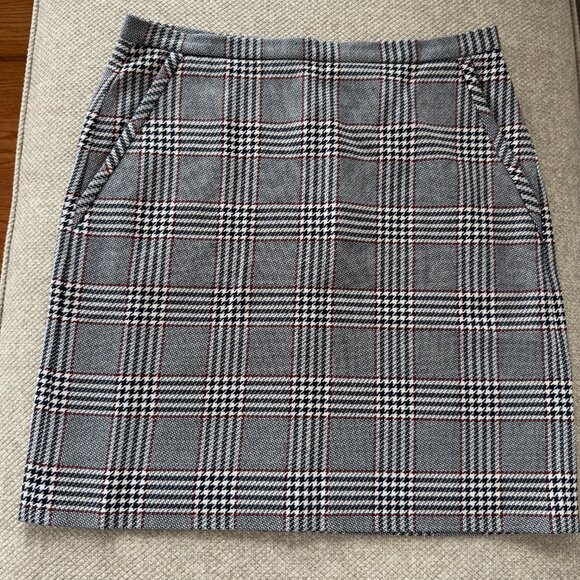 Anne Klein Women's Marine Blue Combo Plaid Pencil Skirt Size 8 - Picture 2 of 9
